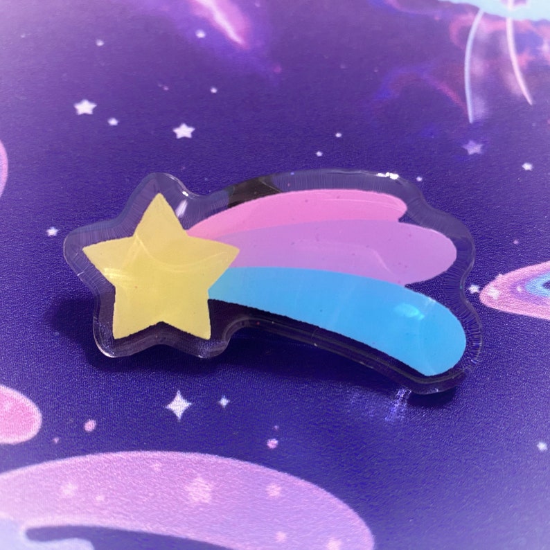 Pride Shooting Star Acrylic Pins with glitter image 8