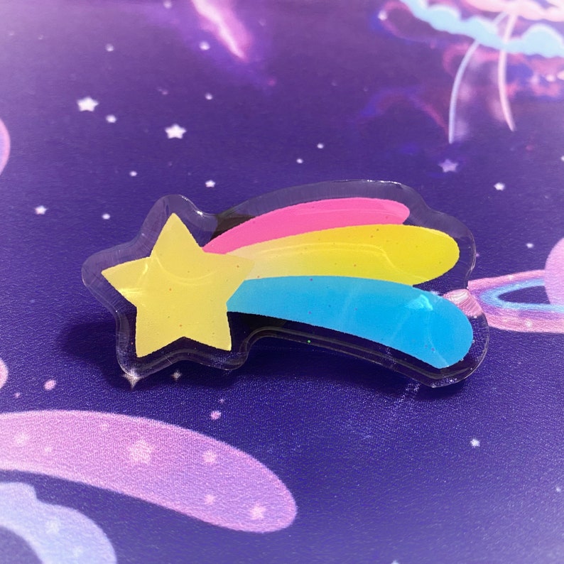 Pride Shooting Star Acrylic Pins with glitter image 3