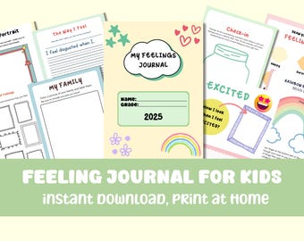 Kids Feeling Journal Tracker - Druckbares Emotionen Arbeitsbuch | Stimmungs-Tagebuch, Stimmungs-Tagebuch, Selbsthilfe-Tagebuch, druckbares Stimmungs-Tagebuch für Kinder