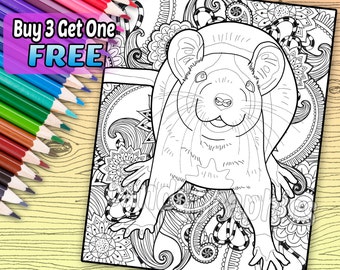 Regal Rat - Adult Coloring Book Page - Printable Instant Download