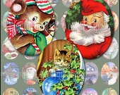 Merry Christmas - Digital Collage Sheet - 30mm x 40mm Great for Cameo Pendants - Buy 2 Get One FREE