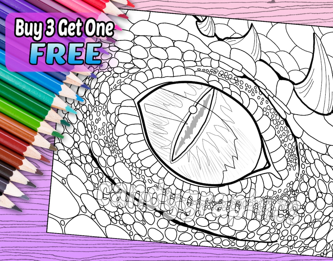 Dragon Eye - Adult Coloring Book Page - Printable Instant Download - Etsy