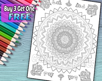 Intricate Mandala Design - Adult Coloring Book Page - Printable Instant Download