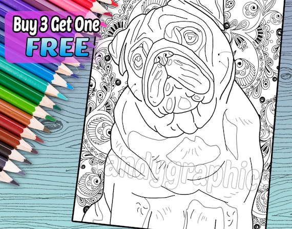 Télécharger Instant imprimable précieux Pug livre Coloriage adulte