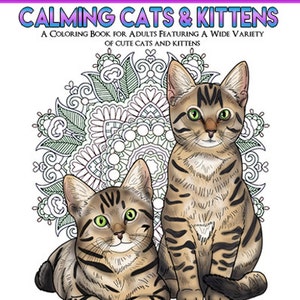 Calming Cats & Kittens Adult Coloring Book 30 pages Printable Instant Download PDF image 4