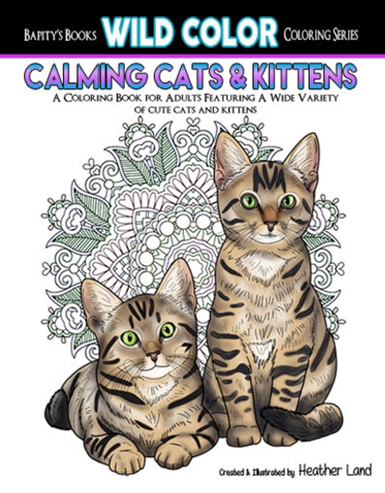 Calming Cats & Kittens Adult Coloring Book 30 pages Printable Instant Download PDF image 4