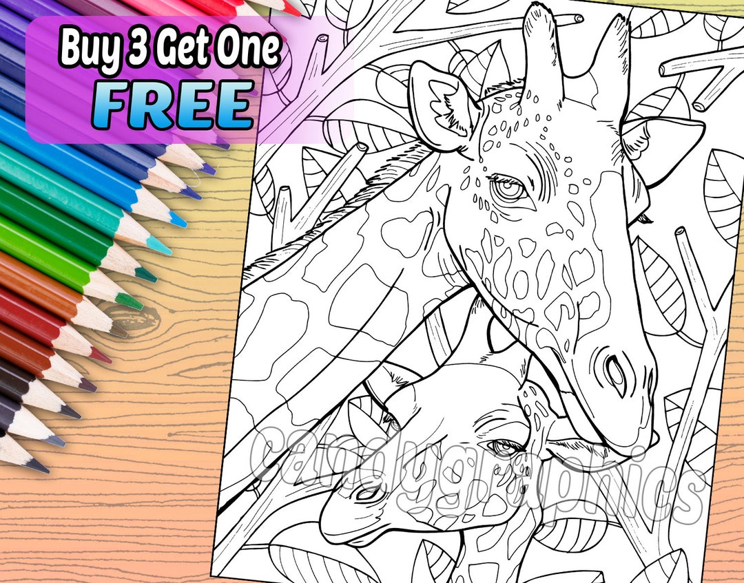 Giraffe - Adult Coloring Book Page - Printable Instant Download - Etsy