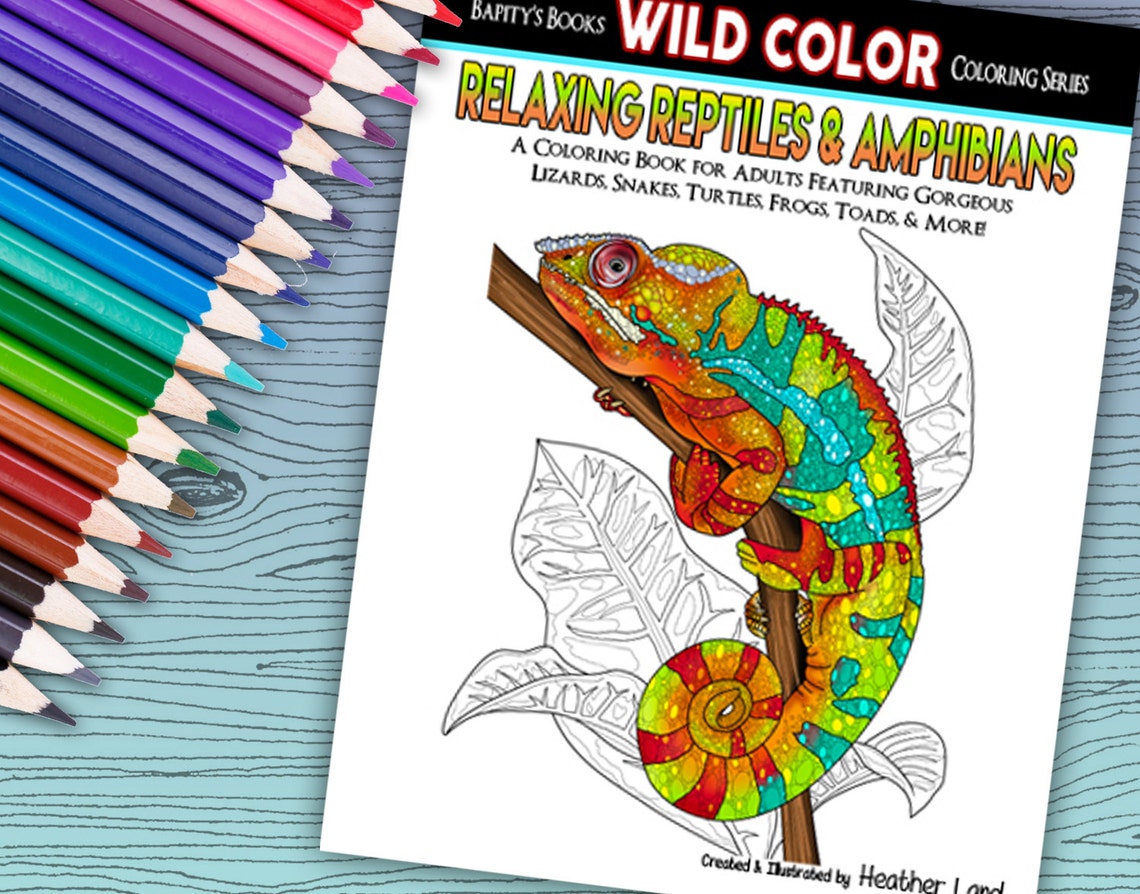 Relaxing Reptiles - Adult Coloring Book 32 Pages - Printable Instant ...