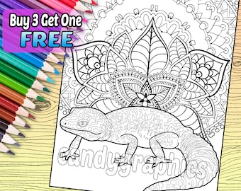 Leopard Gecko - Adult Coloring Book Page - Printable Instant Download