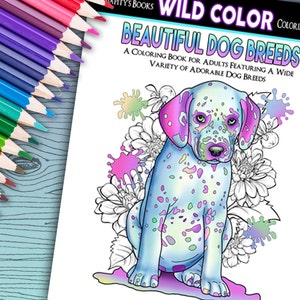 Beautiful Dog Breeds - Adult Coloring Book 32 pages - Printable Instant Download PDF