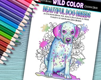 Beautiful Dog Breeds - Adult Coloring Book 32 pages - Printable Instant Download PDF