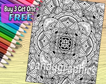 Mandala Pattern Design - Adult Coloring Book Page - Printable Instant Download