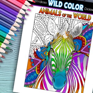 Animals of the Word - Adult Coloring Book 30 pages - Printable Instant Download PDF