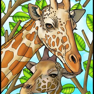 Giraffe Adult Coloring Book Page Printable Instant Download image 2