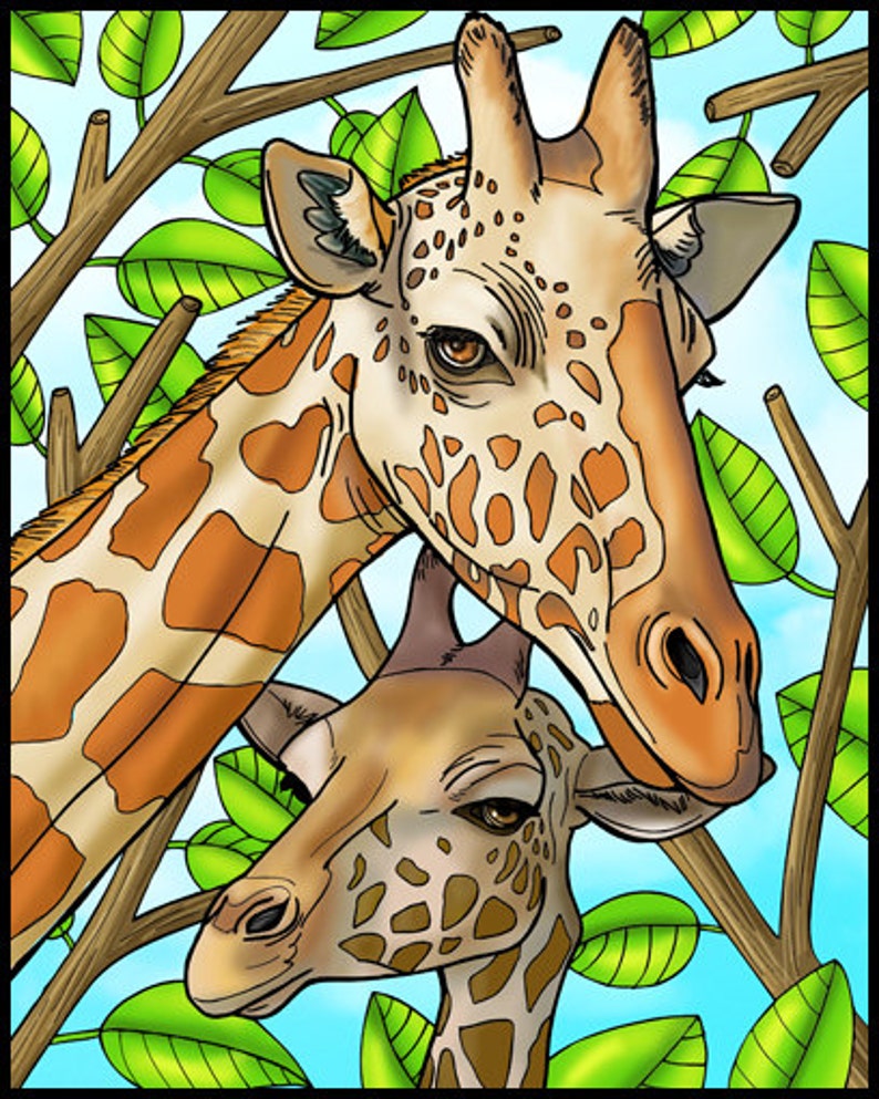 Giraffe Adult Coloring Book Page Printable Instant Download image 2