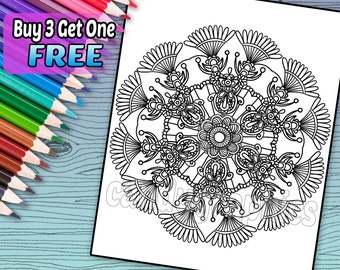 Mandala Design 2 - Adult Coloring Book Page - Printable Instant Download