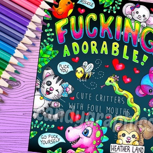 Effing Adorable Cute Critters with Foul Mouths Adult Coloring Book 30 pages Printable Instant Download PDF image 2