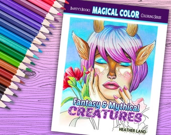 Fantasy and Mythical Creatures - Adult Coloring Book - 30 pages - Instant Download