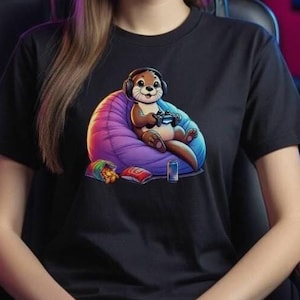 Camiseta Cute Otter Gamer - Diseño de videojuego lúdico - Regalo perfecto para jugadores