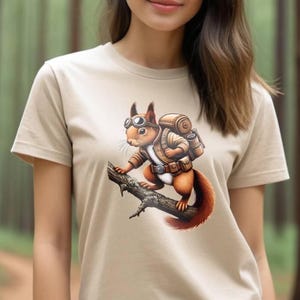 Adventure Squirrel T-Shirt – Vintage Pilot Squirrel with Backpack, Hiking Gear, Funny Animal Lover Gift, Outdoor Exploration, Nature Apparel
