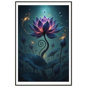 Poster Black Lotus, poster con cornice magica, fiori mistici, gioco di carte, poster Black Lotus, arte murale del loto