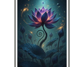 Black Lotus Watercolor Botanical Print, Botanical Art Print, Black