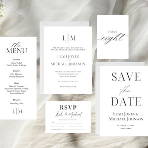 PRINTED & VERSAND - Personalisierte Hochzeitseinladung - Einladungen, Antwortkarten, Umschläge, Menü + mehr - Modern - Personalisierte Hochzeitspapeterie