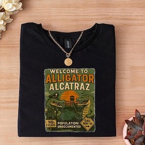 Alligator T-Shirt, Alcatraz Gator Enforcement T-Shirt, N.I.C.E Prison Squad Design, Vintage Funny Shirt Clipart, Sublimation Tee