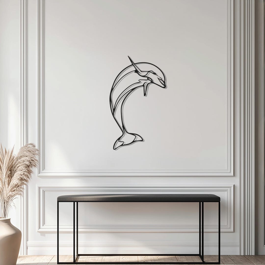 SkilWerx Dolphins Metal Wall Art – Nautical Beach House Decor (30" X 13")