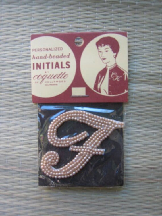 50s Sew On Imitation PEARL Applique Sew On INITIA… - image 2