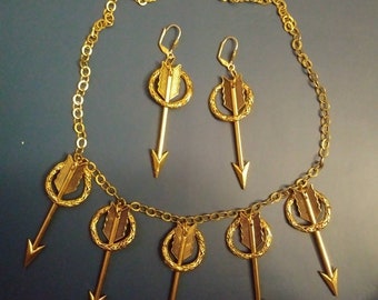 30s 40s Style Surrealist Arrows Necklace & Earrings