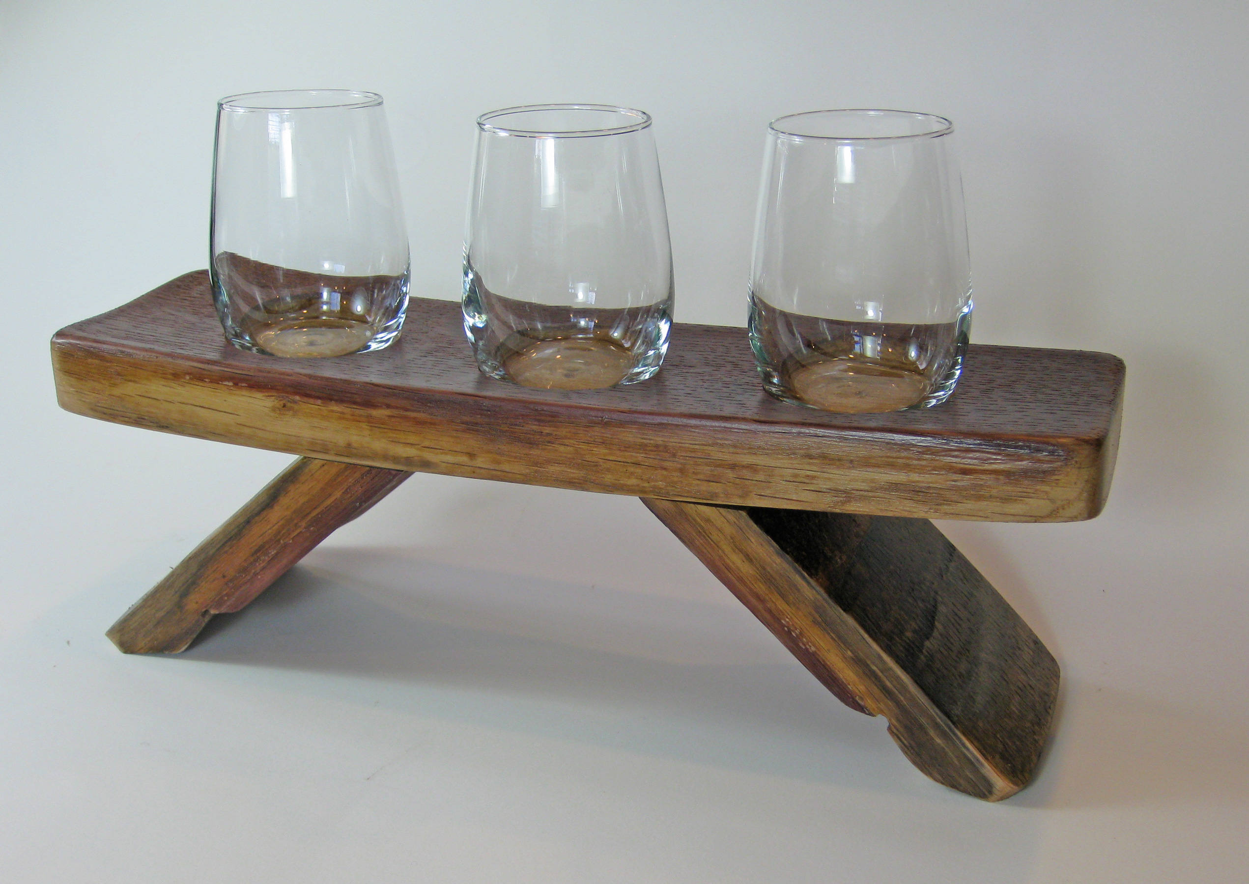 Wine Flight Tasting Tray Oak Barrel Stave