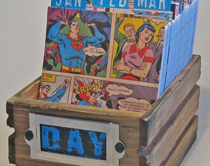 Perpetual Calendar Superman Wonder Woman Comics Blessings Box Etsy