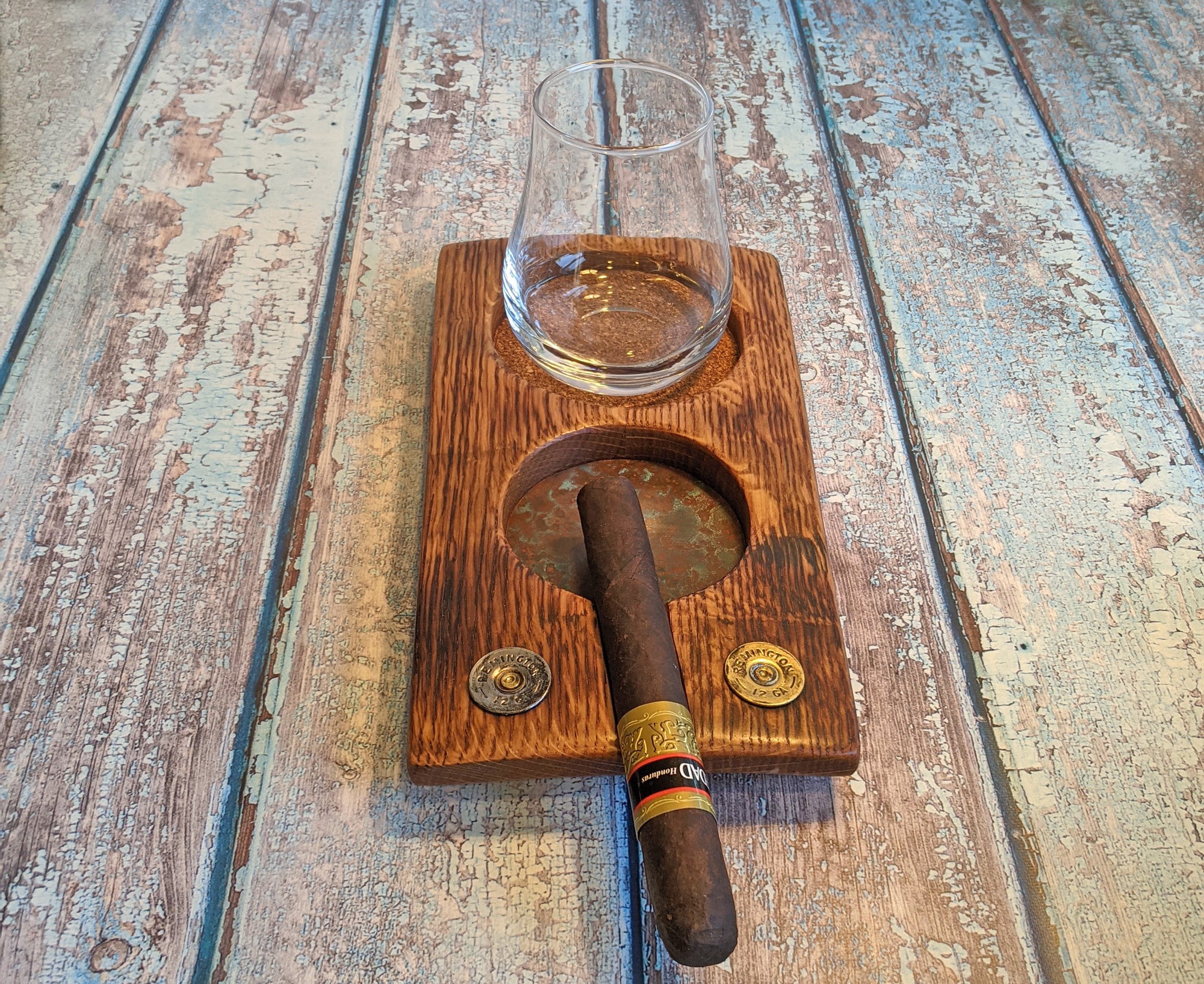 Whiskey & Cigar Coaster Copper and Wood Ashtray Cigar Ash Etsy