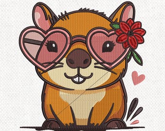 Capybara Embroidery Design, Funny Capybara Embroidery Design, Animal Embroidery Machine File, Cute Capybara Embroidery, Digital Download
