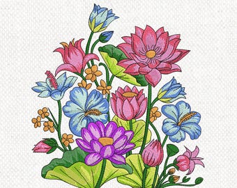 Flower Embroidery Design, Wildflower Meadow Machine Embroidery Design, Floral Summer Digital Design Machine Embroidery File Instant download