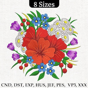 Flower Embroidery Design, Wildflower Meadow Machine Embroidery Design, Floral Summer Digital Design Machine Embroidery File Instant download