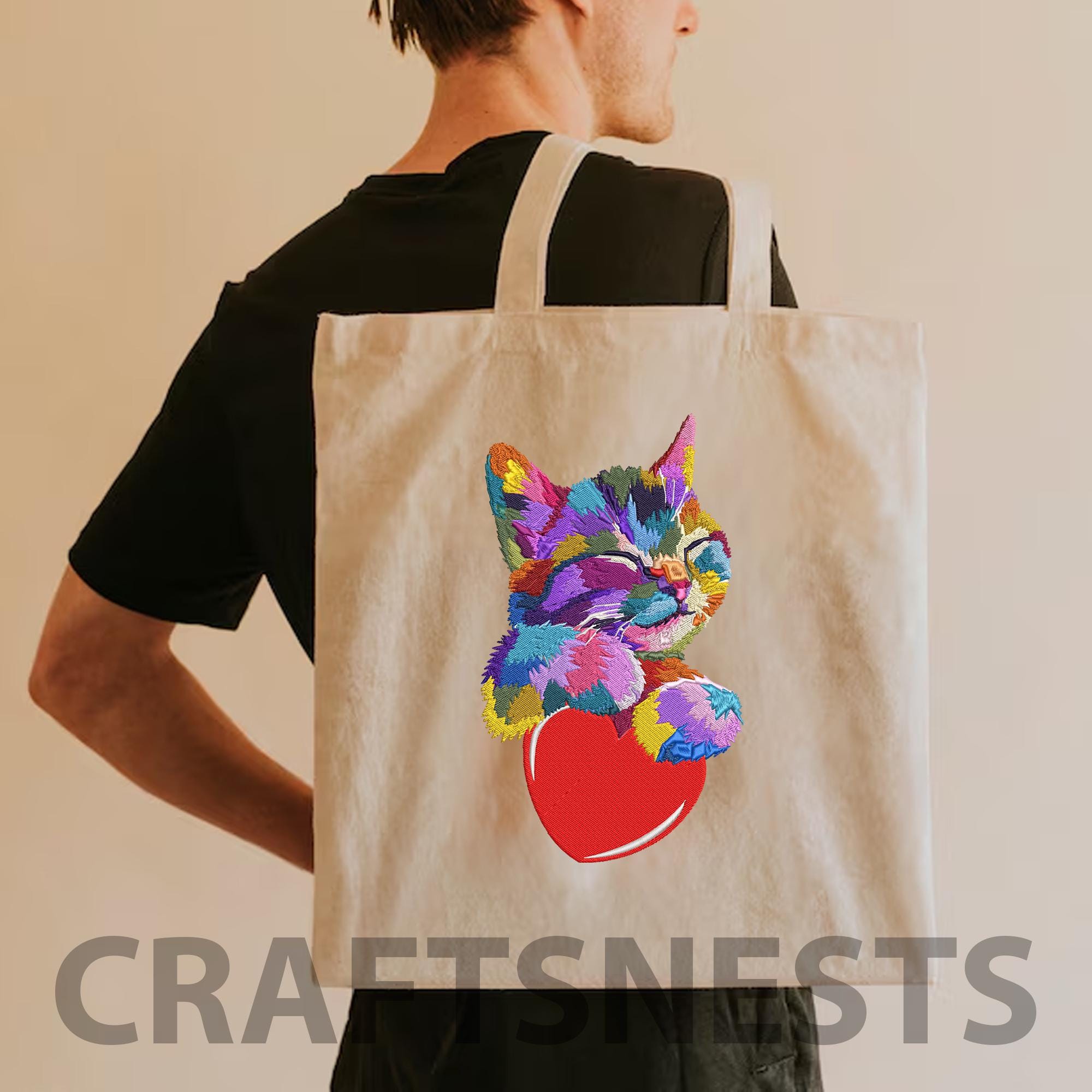 Cat Machine Embroidery Design, Fluffy Rainbow Cat Embroidery Design ...