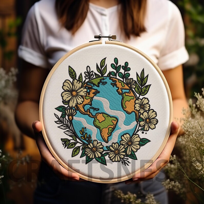 earth embroidery download earth digital embroidery Earth Machine Embroidery Pattern Planet with Clouds Embroidery Design Geography Themed Embroidery Eco Friendly Planet Embroidery Design planet earth embroidery planet embroidery pattern machine file