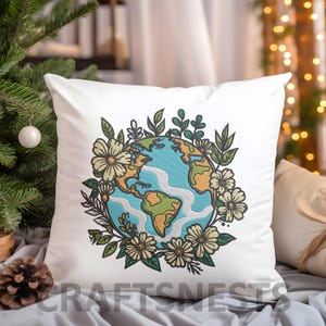 Digital Embroidery Download Instant Download Embroidery File safe the Earth spring embroidery flower embroidery for t-shirt design happy valentine day gift for her cute embroidery nature lover embroidery plants embroidery beautiful embroidery design