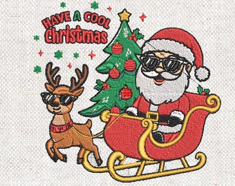 Desenho de bordado de Papai Noel, arquivo de bordado à máquina para feriados de Natal em 5 tamanhos com vários formatos, bordado de Natal Download instantâneo