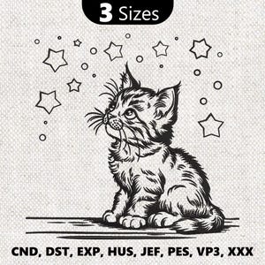 Cats Machine embroidery designs Cute cat embroidery file Kitten Machine Embroidery Design Digital download file 3 sizes Instant download
