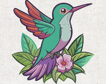 Hummingbird Machine Embroidery Design Colorful Bird Embroidery Design Nature Inspired Embroidery Pattern floral embroidery instant download
