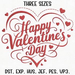 Happy valentines day embroidery designs, valentine heart embroidery pattern, valentine embroidery files, machine embroidery digital download