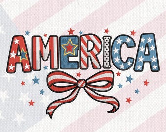 America Patriotic Embroidery Design American Bow Embroidery 4th of July USA Flag Machine Embroidery Independence Day Embroidery Digital File