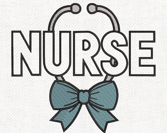 Nurse Embroidery Design, Nurse Stethoscope Embroidery Design, Stethoscope Bow Embroidery, Nurse Gift, Medical Embroidery, instant download