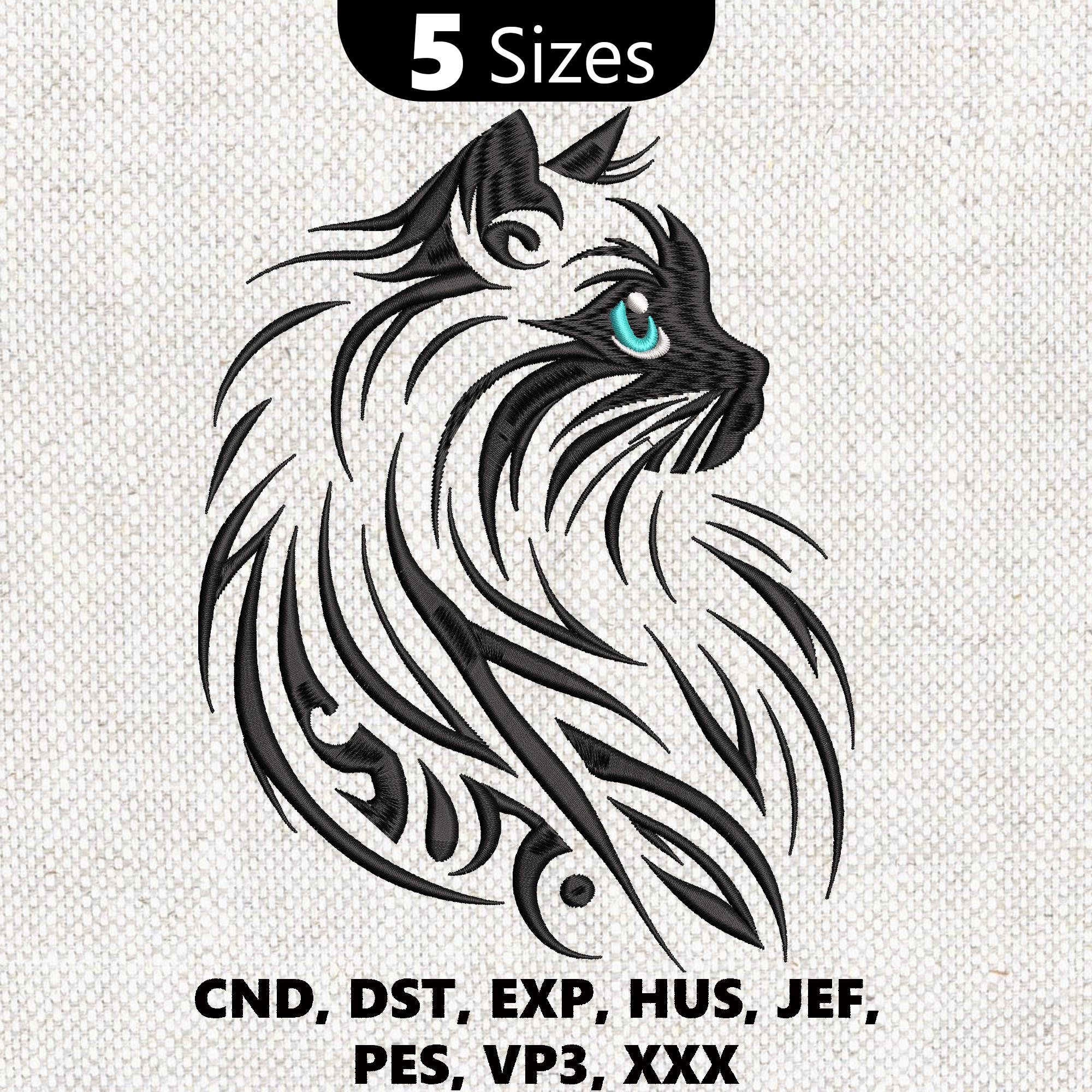 Stylish Cat Embroidery Design Cute Cat Machine Embroidery File Cute ...
