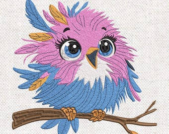 Titmouse bird embroidery design Cute bird embroidery file Funny bird embroidery Digital download machine embroidery 5 sizes instant download