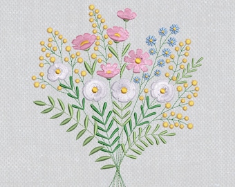 Wildflower Bouquet Embroidery Design, Floral Meadow Flower Machine Embroidery File, Spring Cottagecore Flowers, Spring Wildflower Bouquet
