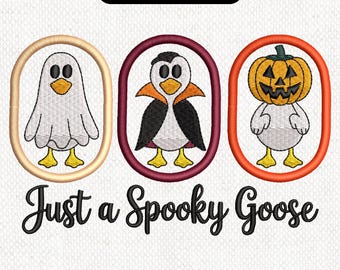 Just A Spooky Goose Embroidery Design, Halloween Goose Machine Embroidery Design, Spooky Goose Embroidery Pattern, 3 sizes, instant download